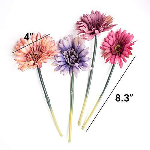 4 Colors Silk Gerbera Artificial Daisies flowers with 1 Vase Kraft Paper Bag